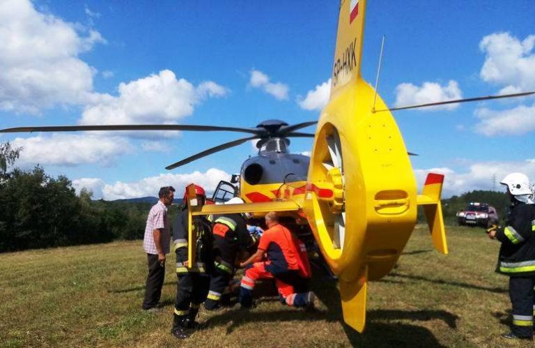 Maszkowice: Śmigłowiec wylądował, poszkodowany w szpitalu