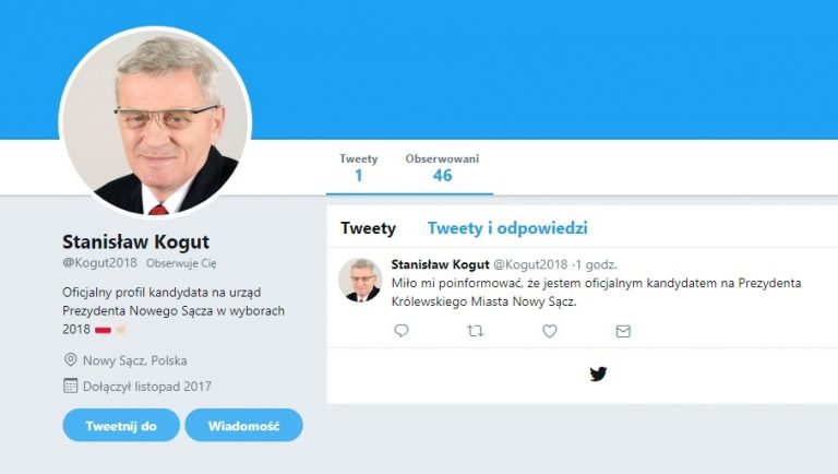 Ktoś założył fałszywe konto senatora Koguta na Twitterze i napisał, że chce być prezydentem