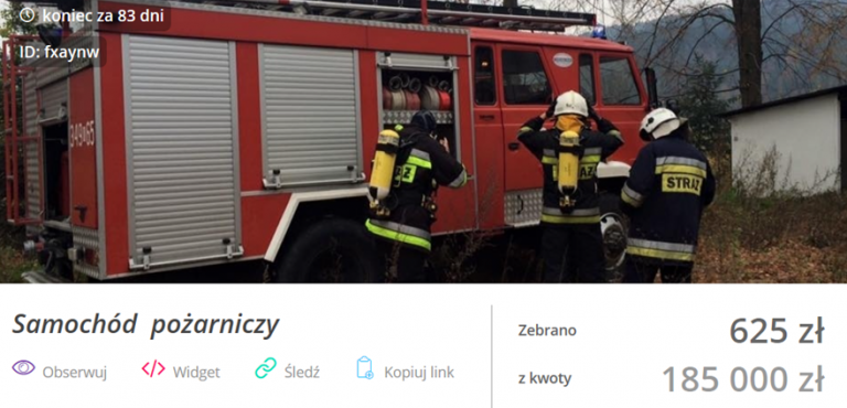 Ratują nasze majątki i życie. Teraz oni potrzebują wsparcia. Zbierają na wóz pożarniczy