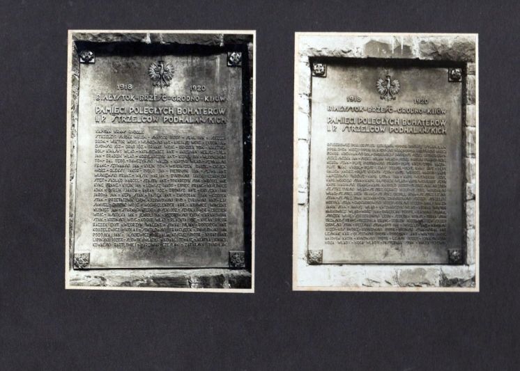 Odsłonięcie tablic z nazwiskami 194. poległych żołnierzy I Pułku Strzelców Podhalańskich