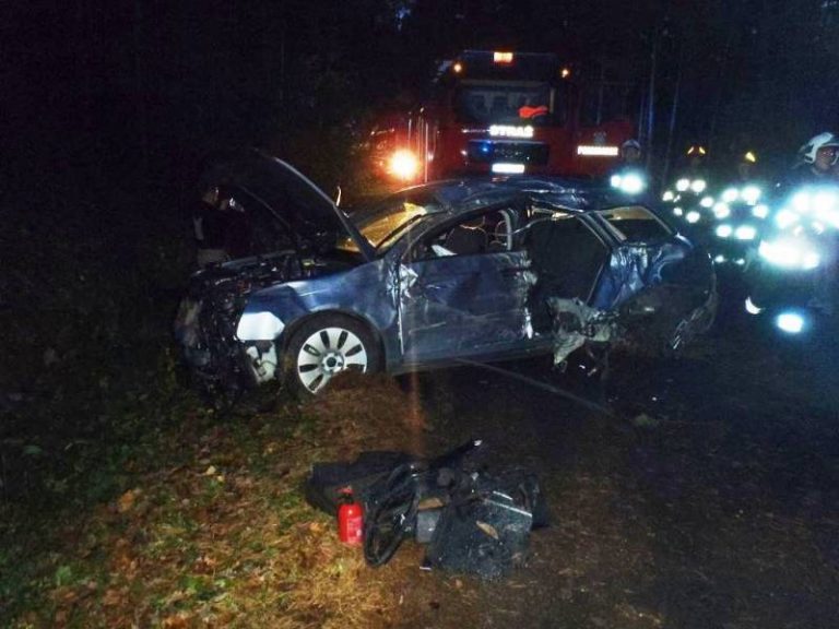 Mokra Wieś: audi uderzyło w drzewo. Troje ludzi w szpitalu