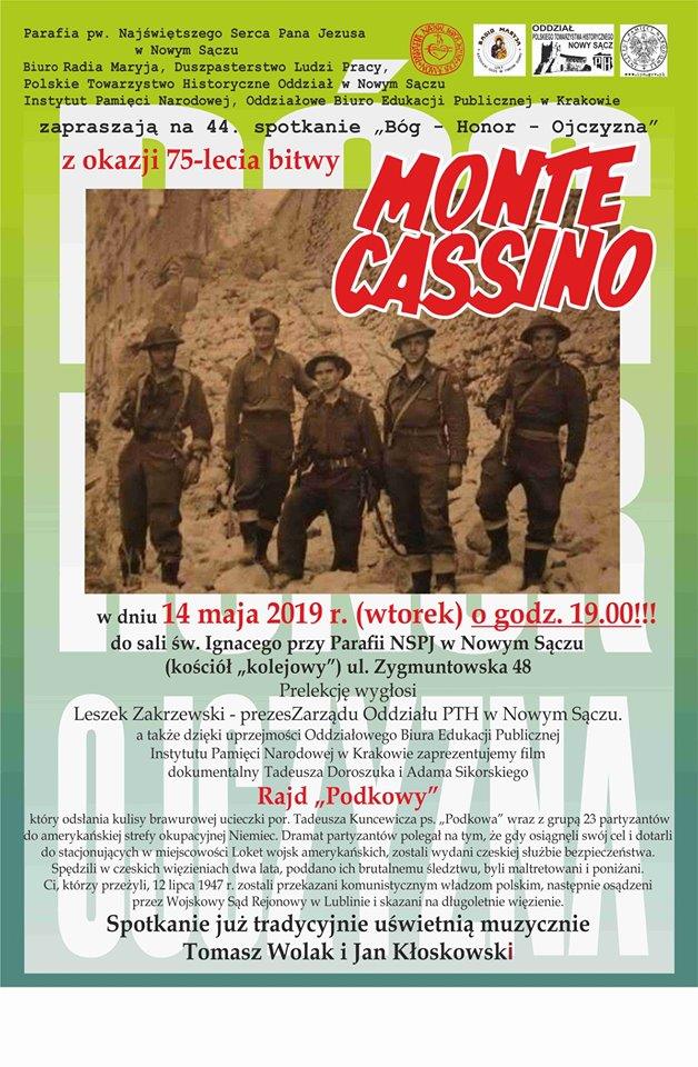 Nowy Sącz, 14 maja: spotkanie z okazji 75-lecia bitwy pod Monte Cassino