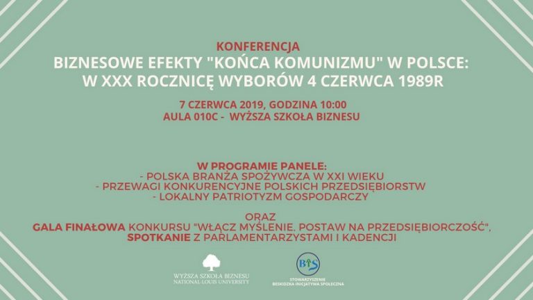 Nowy Sącz, 7 czerwca: konferencja „Biznesowe efekty końca komunizmu…”
