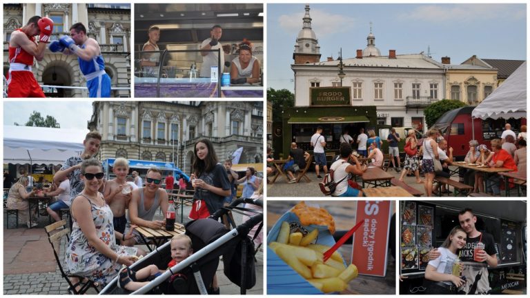 Foodtrucki i bokserski ring przed Ratuszem. Nowosądecki rynek tętni życiem