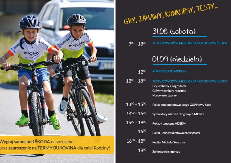 Nowy Sącz, 31.08-01.09: testy rowerów elektrycznych i samochodów Skoda