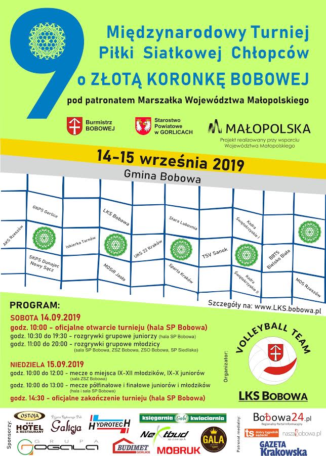 Bobowa 14-15 września: Międzynarodowy Turniej Piłki Siatkowej o Złotą Koronkę…