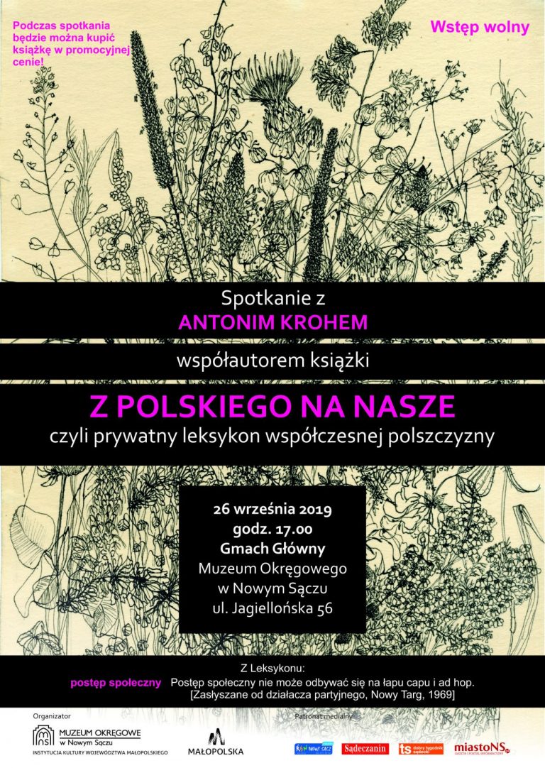 Nowy Sącz, 26 września: spotkanie z Antonim Krohem i książką „Z polskiego na nasze, czyli prywatny leksykon współczesnej polszczyzny”