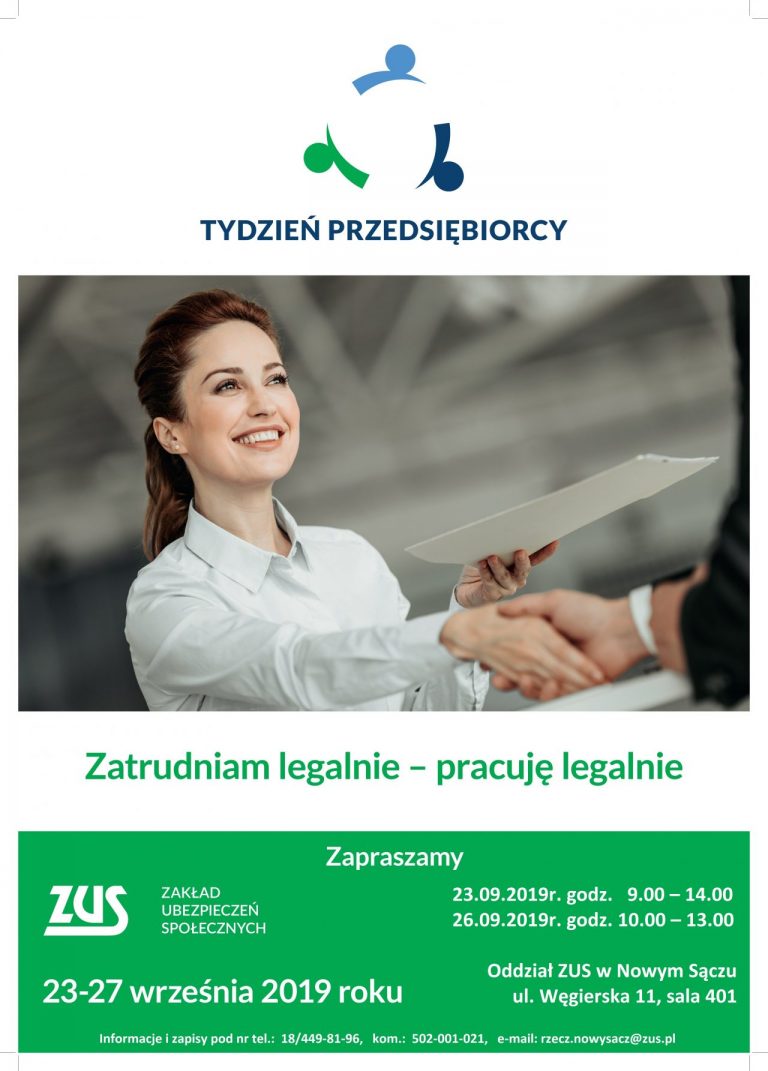 Tydzień Przedsiębiorcy w sądeckim ZUS. Będą bezpłatne szkolenia i porady ekspertów