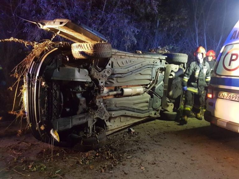 Podole-Górowa: samochód osobowy wypadł z drogi. Kierowca w szpitalu