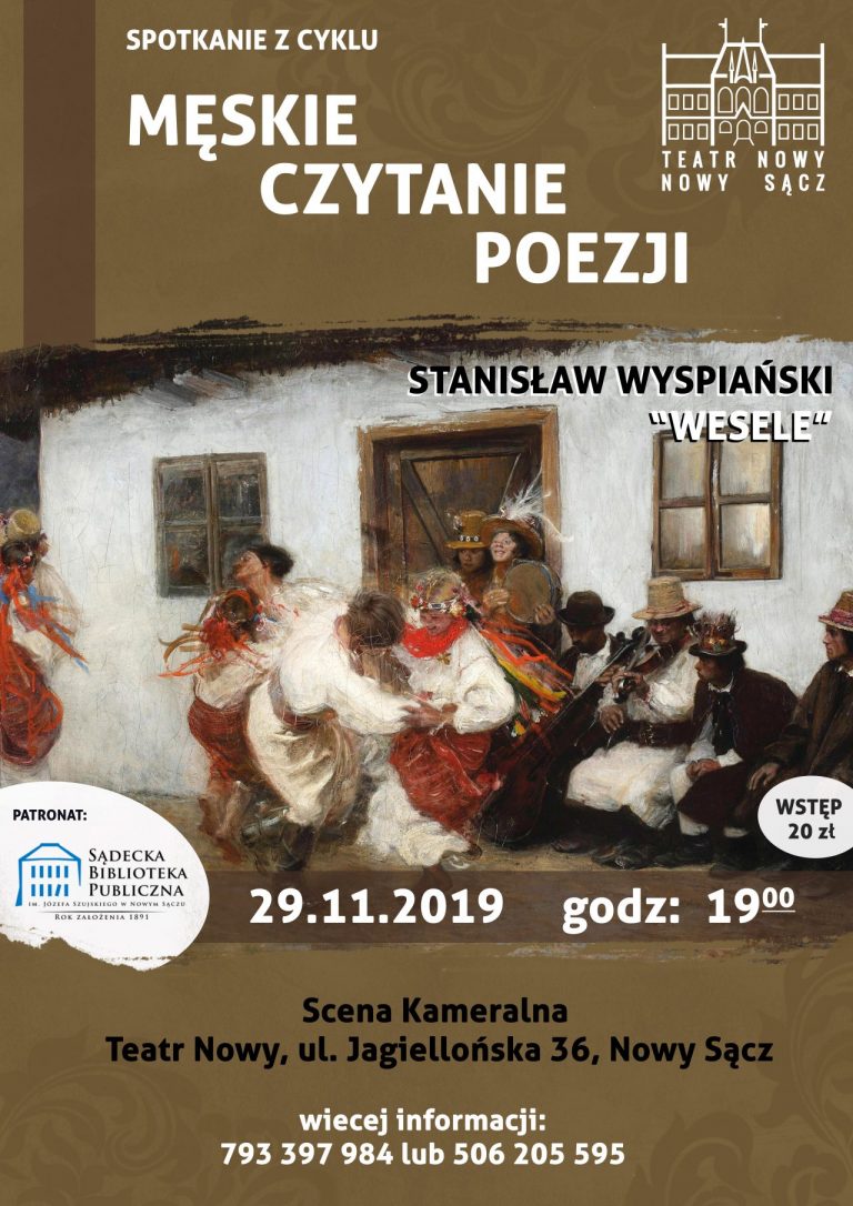 29 listopada, Nowy Sącz: „Męskie Czytanie „Wesela” St. Wyspiańskiego w Teatrze Nowym