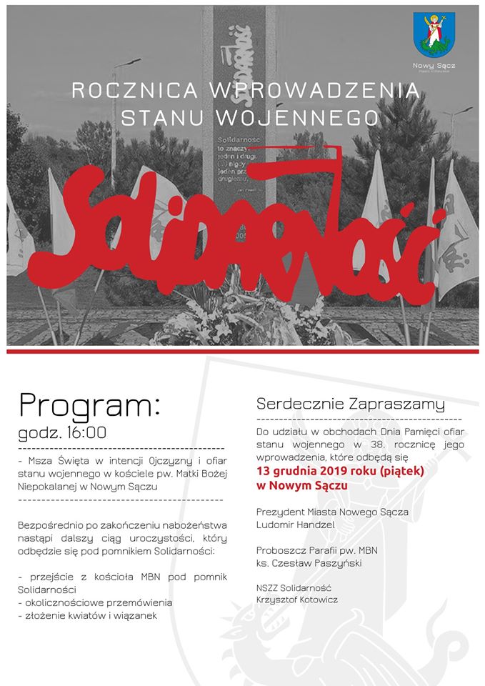 13 grudnia, Nowy Sącz: rocznica wprowadzenia stanu wojennego