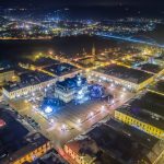 Nowy Sącz, widok z lotu ptaka, Rynek, centrum, ratusz