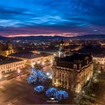 Nowy Sącz, widok z drona. Rynek, ratusz