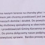 "kolejny problem jaki chcemy przedstawić jest związany z coraz niższą wartością naszych domów i działek" ; fragment pisma mieszkańców Korzennej