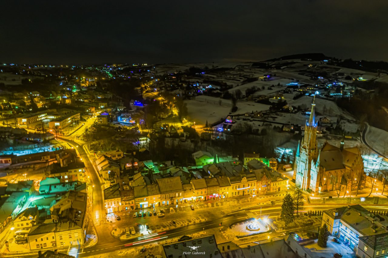 Grybów, widok z drona