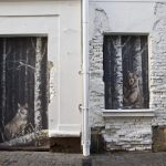 Murale na ulicy Wąskiej; niedźwiedź i wilk
