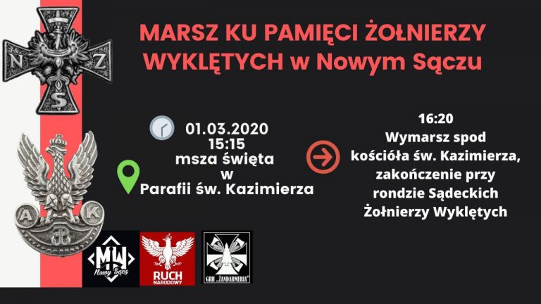1 marca, Nowy Sącz: Dzień Pamięci Żołnierzy Wyklętych; marsz pamięci
