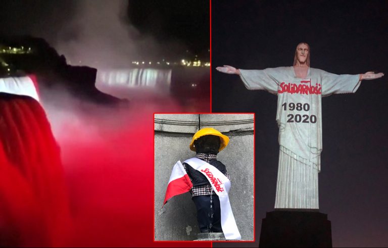 Biało – czerwona Niagara. Manneken Pis w stroju stoczniowca. Świat pokłonił się „Solidarności”