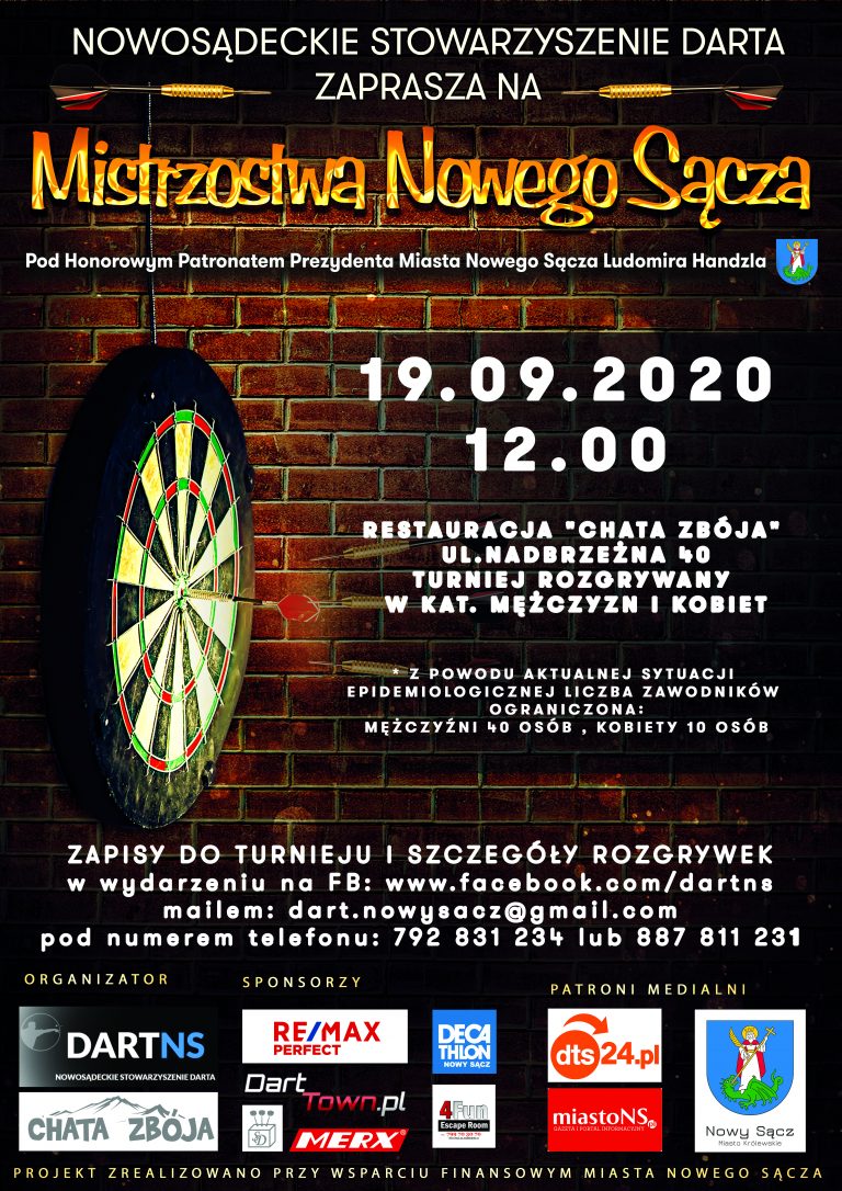 Nowy Sącz, 19 września: turniej DARTA (mistrzostwa Nowego Sącza)