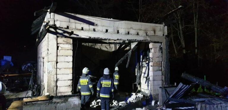 Grybów: płonął garaż z warsztatem samochodowym. W środku był też pies