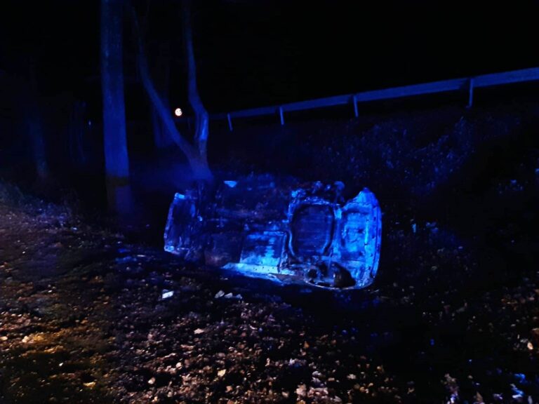 Kurów. Płonął samochód zaparkowany na poboczu