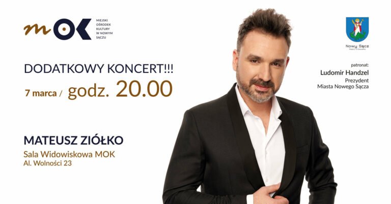 Nowy Sącz, Miejski Ośrodek Kultury, 7 marca: Koncert Mateusza Ziółko