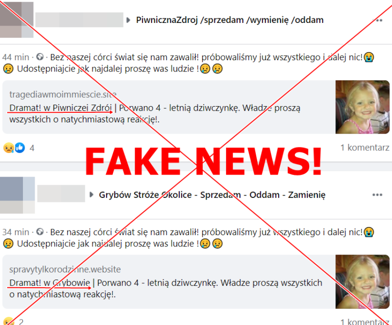 Sądecczyzna. Kolejny fake news. Nie było żadnego porwania 4-latki z Grybowa