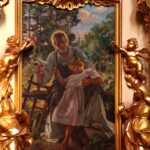 Mały Jezus i św. Józef. Obraz Bolesława Barbackiego