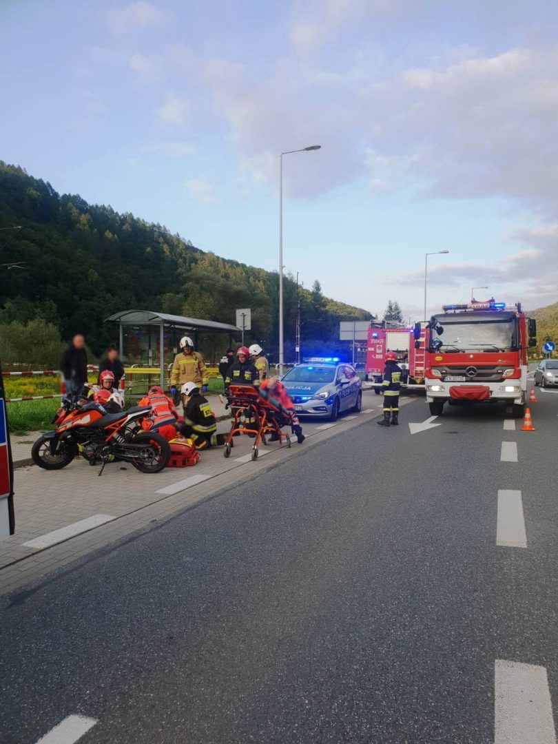 Muszyna - zderzenie motocykla z samochodem osobowym