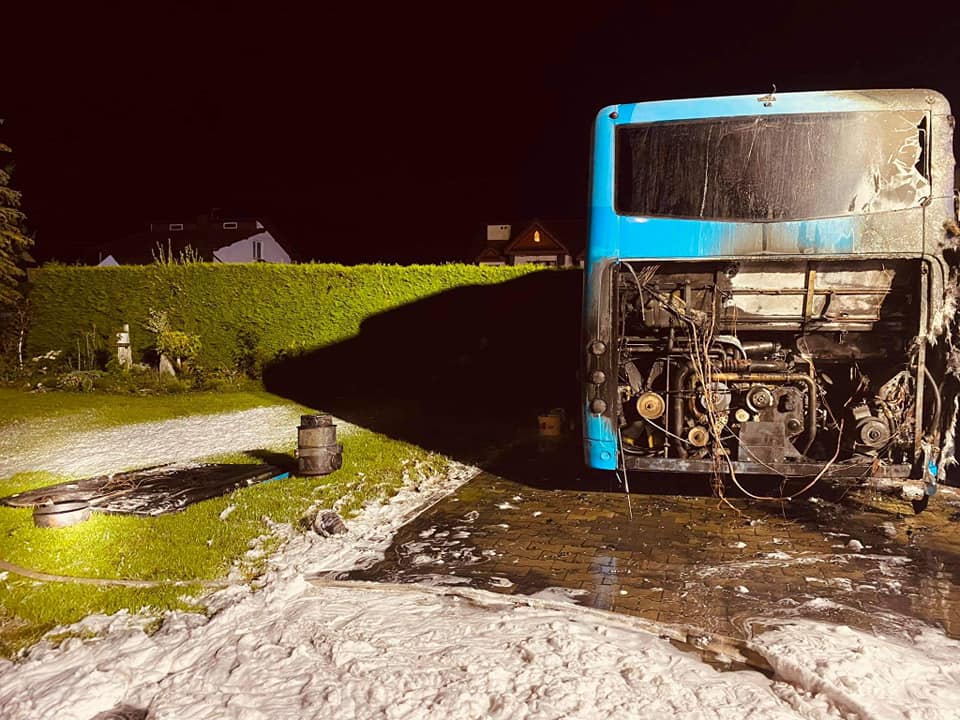 Pożar autokaru na Kąclowej