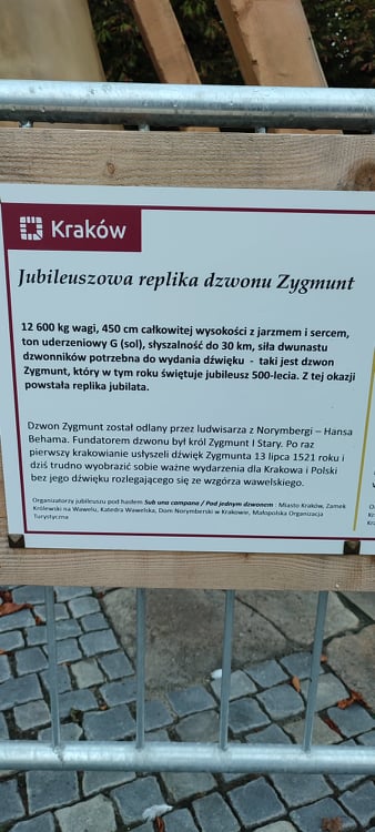 Replika dzwonu Zygmunt w Nowym Sączu