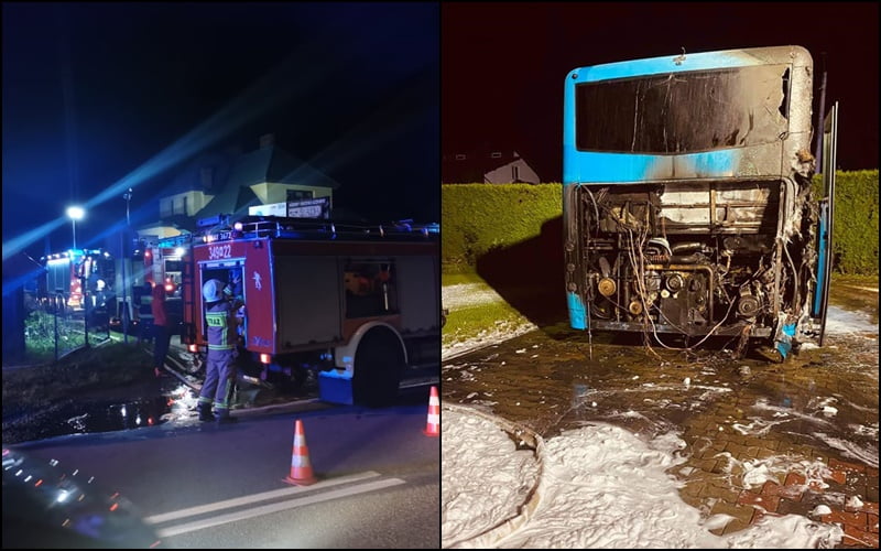 Kąclowa, pożar autokaru