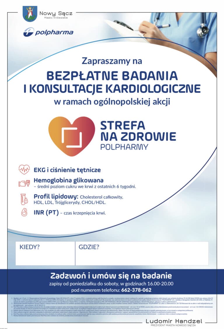 Strefa na Zdrowie Polpharmy – bezpłatne badania w Nowym Sączu!