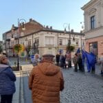 Antyrządowa demonstracja w Nowym Sączu, protest w obronie obecności Polski w UE