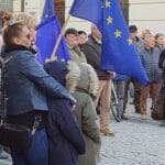 Antyrządowa demonstracja w Nowym Sączu, protest w obronie obecności Polski w UE