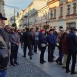 Antyrządowa demonstracja w Nowym Sączu, protest w obronie obecności Polski w UE