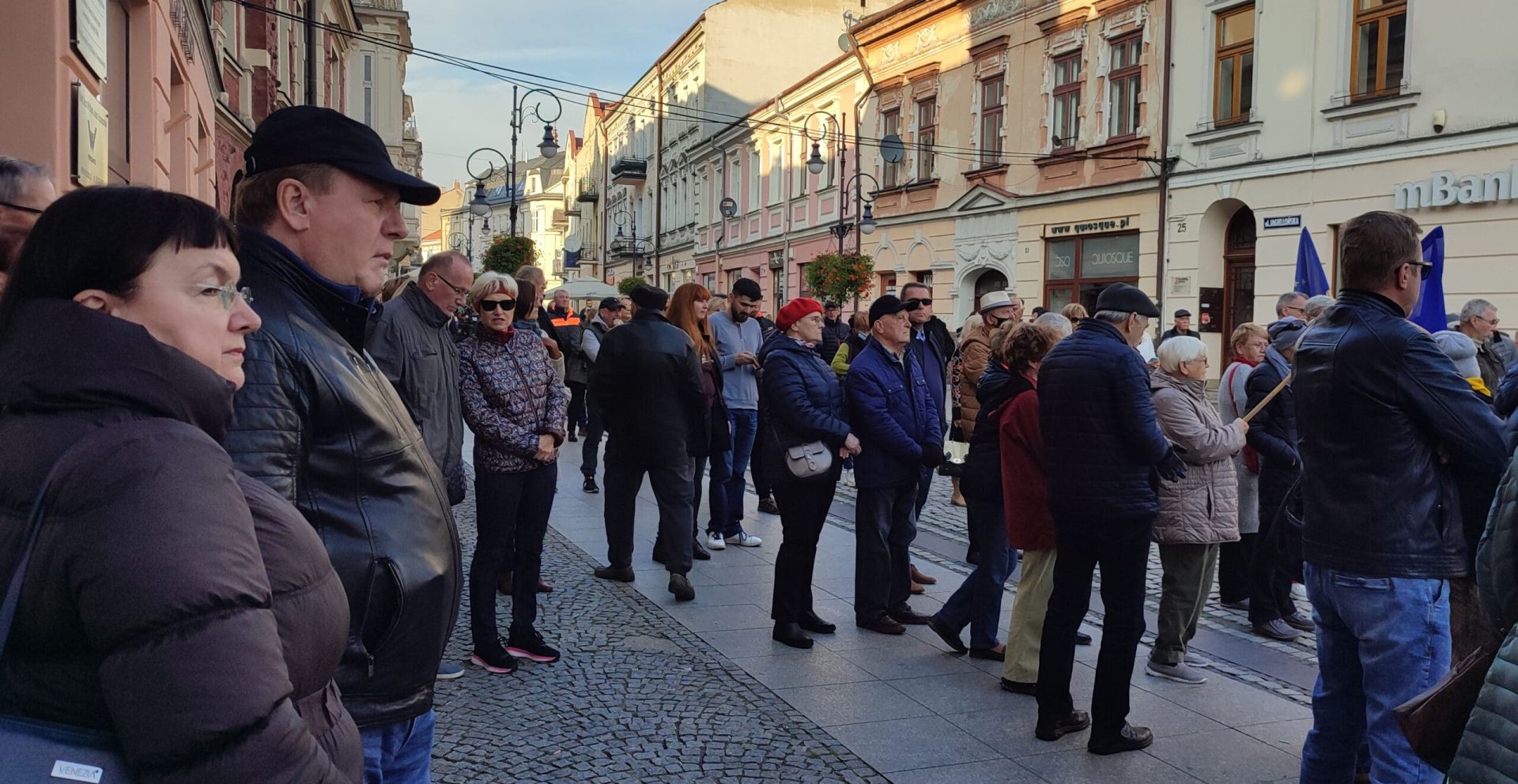 Antyrządowa demonstracja w Nowym Sączu, protest w obronie obecności Polski w UE