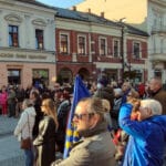 Antyrządowa demonstracja w Nowym Sączu, protest w obronie obecności Polski w UE