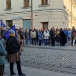 Antyrządowa demonstracja w Nowym Sączu, protest w obronie obecności Polski w UE