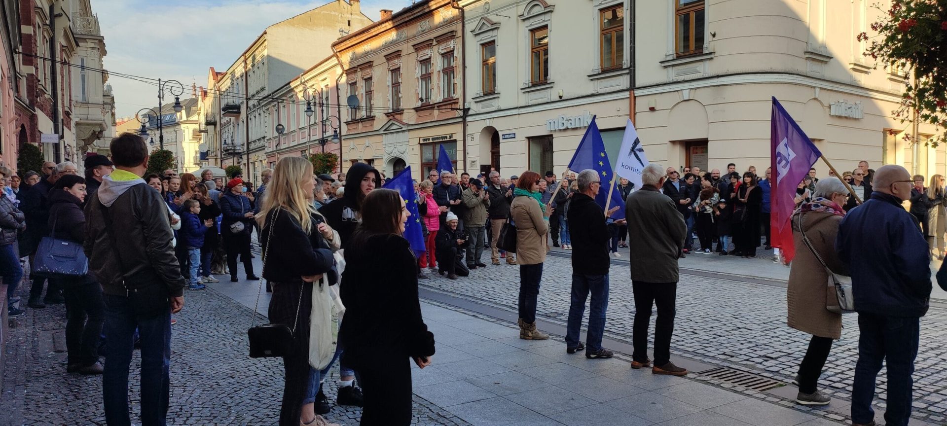 Antyrządowa demonstracja w Nowym Sączu, protest w obronie obecności Polski w UE