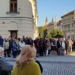 Antyrządowa demonstracja w Nowym Sączu, protest w obronie obecności Polski w UE