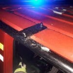 OSP Łososina Górna, interwencja, obrzucanie kamieniami