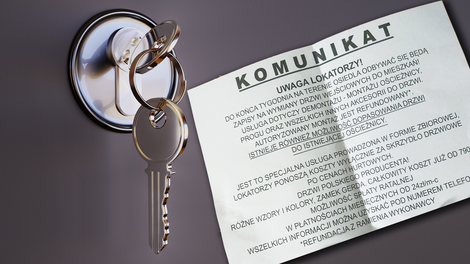 komunikat o wymianie drzwi