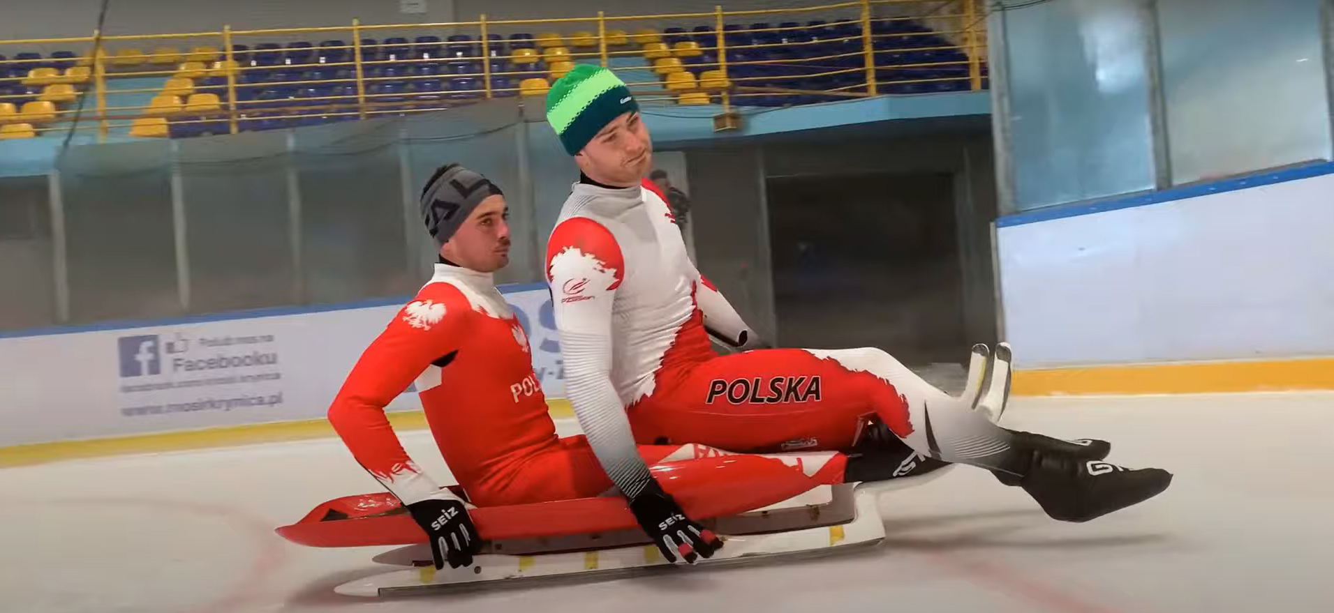 Saneczkarski trening na lodowisku