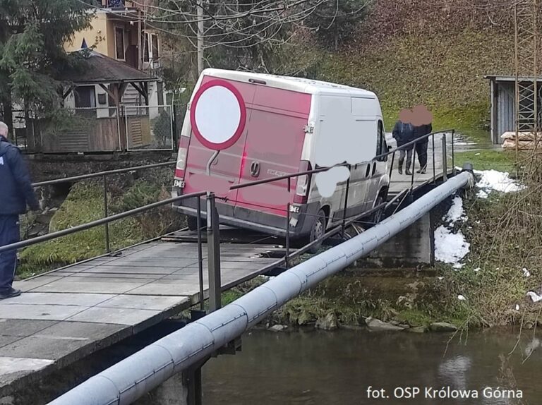 Kamionka Wielka. Wjechał na mostek, pod kołami załamały się deski