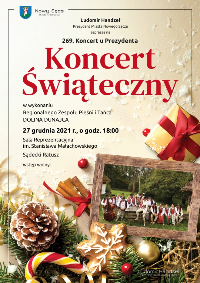 Nowy Sącz. Prezydent Handzel zaprasza na Koncert Świąteczny
