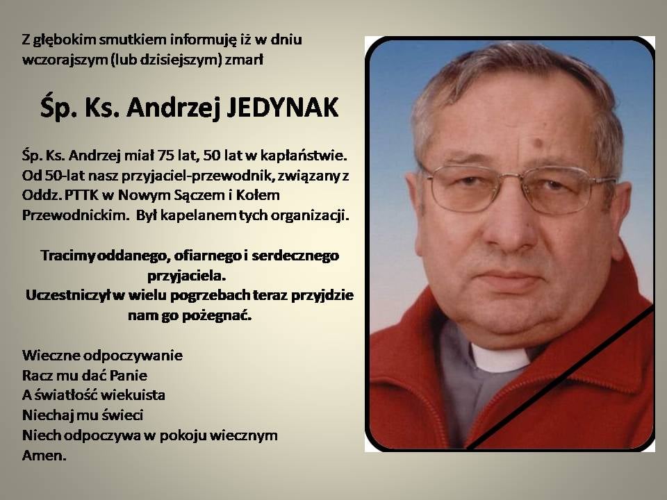 ksiądz Andrzej Jedynak, Wiesław Piprek Zmarł 5 stycznia w trakcie pielgrzymki do Medjugorie.