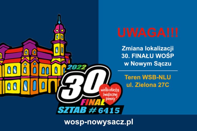WAŻNE! Wielka Orkiestra Świątecznej Pomocy schroni się przed orkanem w murach sądeckiej WSB….
