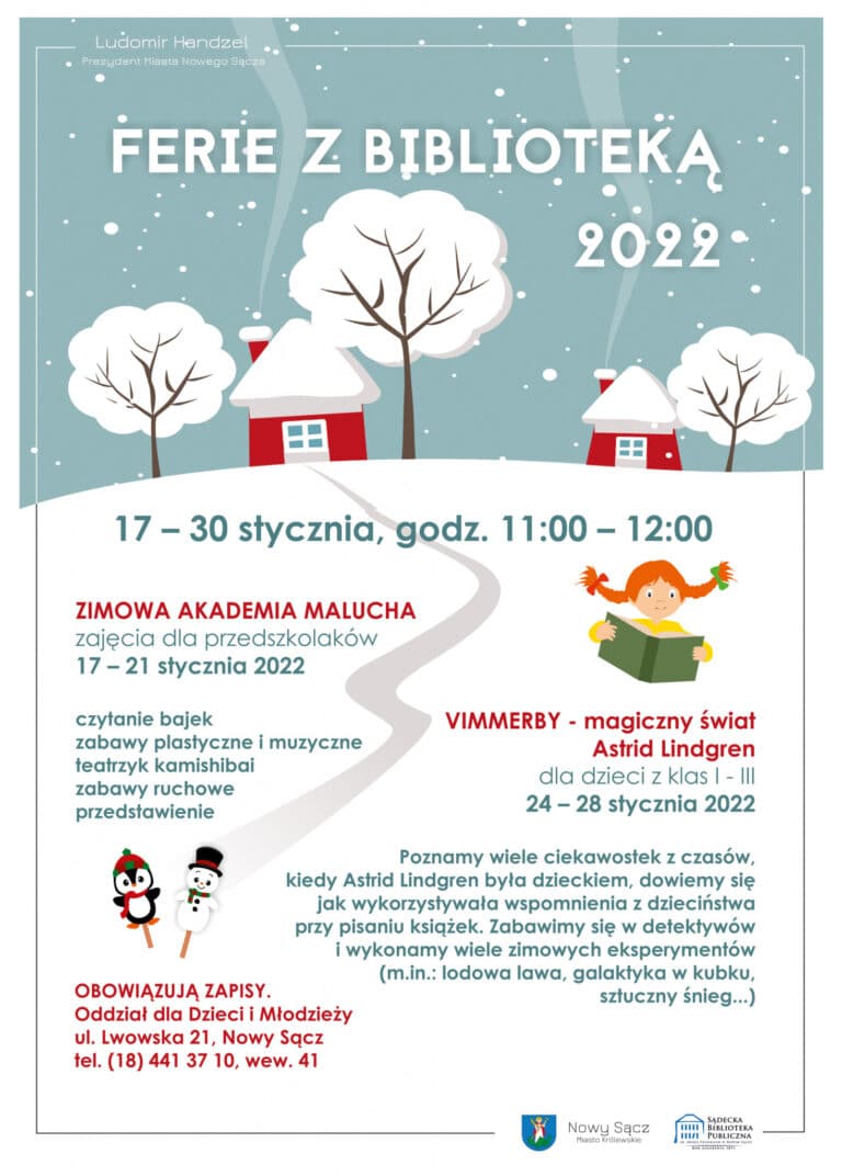 Sądecka Biblioteka Publiczna zaprasza dzieci na ferie zimowe 2022