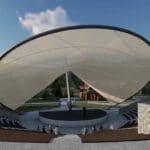 Amfiteatr, Krynica-Zdrój, Piotr Ryba, uzdrowisko, styl antyczny, Park Zdrojowy, Góra Parkowa